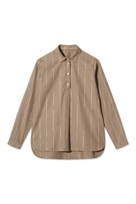 STINE SHIRT BROWN STRIPE Modern Short Sleeve Top