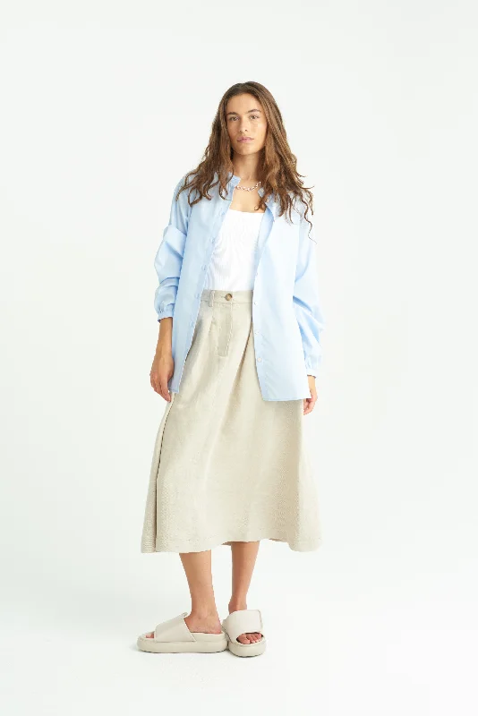 SUSANNE SHIRT LIGHT BLUE Trendy Tie-Front Short Shirt