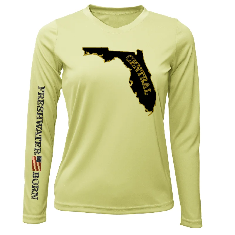 UCF Black and Gold Freshwater Born Women's LS UPF 50+ Dry-Fit Shirt Modern Casual Short Sleeve