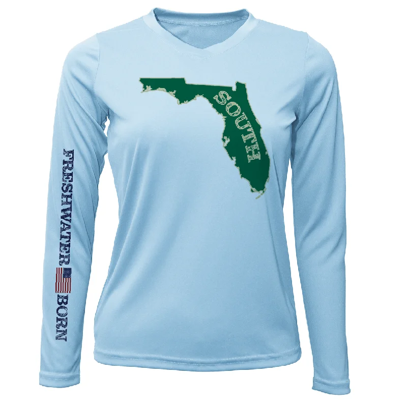 USF Green and Gold Freshwater Born Women's Long Sleeve UPF 50+ Dry-Fit Shirt Comfortable Loose Short Sleeve