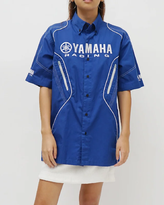 Yamaha Racing Shirt Stylish Pleated Short Sleeve