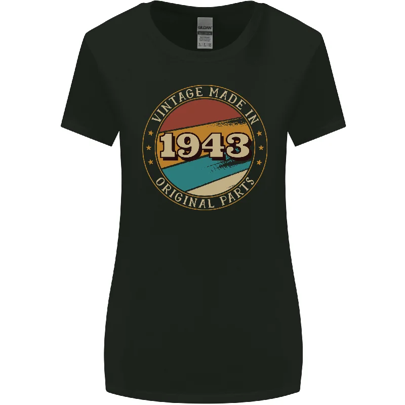 80th Birthday  Vintage Made In 1943 Womens Wider Cut T-Shirt Terry Blend Velvet Blend Canvas Blend