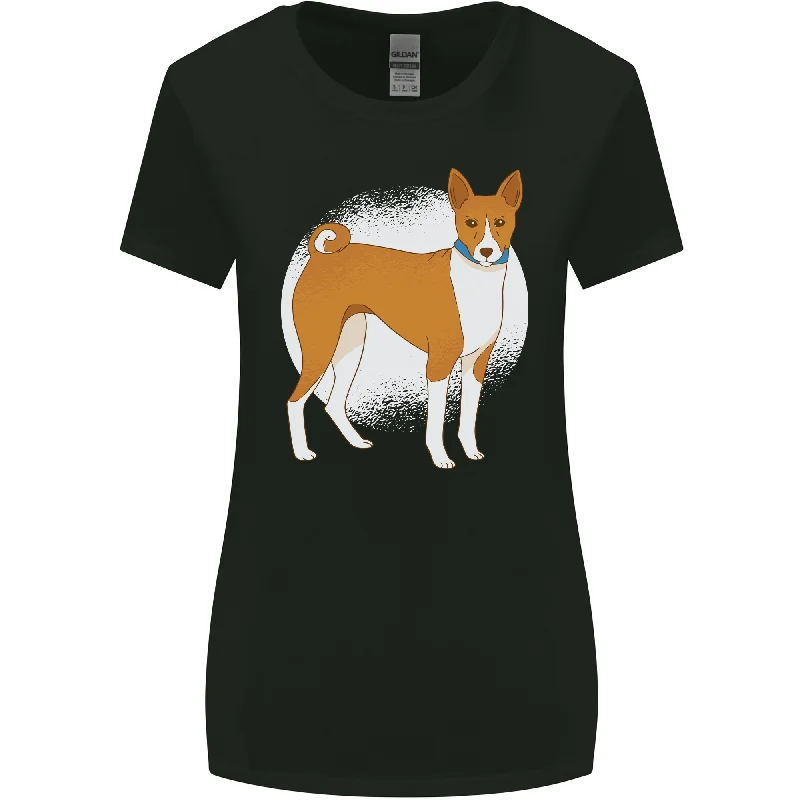 A Basenji Dog Womens Wider Cut T-Shirt Collared Crew Neck Turtle Neck