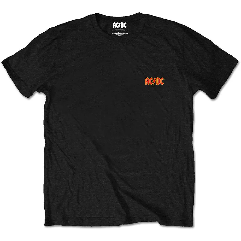 AC/DC | Official Band T-Shirt | Logo (Back Print) Notch Collar Peter Pan Collar Cowl Neck