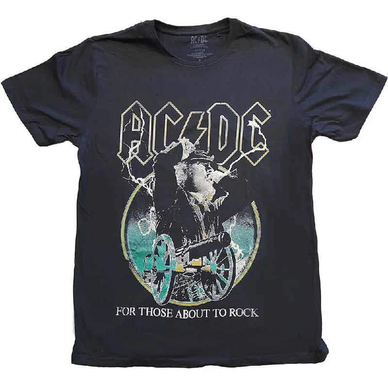 AC/DC | Official Band T-Shirt | For Those About To Rock Yellow Outlines Fitted T-Shirt Seamless Stretchy