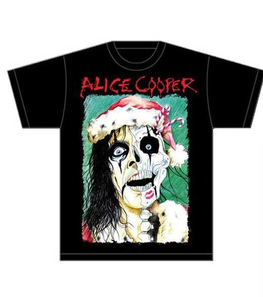 Alice Cooper | Official Band T-Shirt | Xmas Card Mesh Fabric Canvas Fabric Denim Fabric