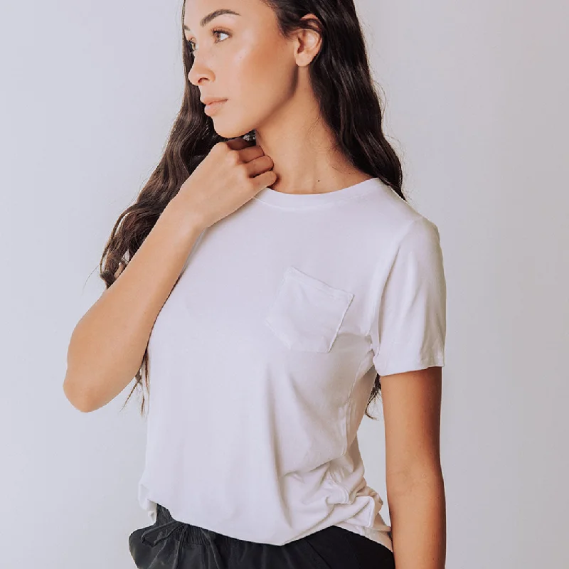 Basic Tee, Bamboo White Satin Blend Silk Blend Wool Blend