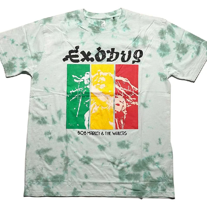 Bob Marley | Official Band T-Shirt | Rasta Colours (Dye-Wash) Hooded Caped Shawl Collar