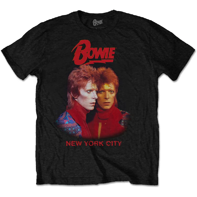 David Bowie | Official Band T-Shirt | New York City (Back Print) Beaded Sequined Faux Fur