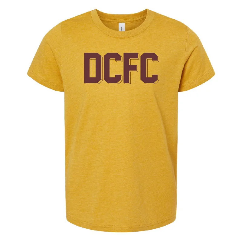 DCFC Youth Block Shadow T-Shirt- Mustard Front Pockets Side Pockets Patch Pockets