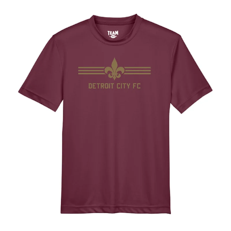 DCFC Youth Fleur Lines Performance Tee- Maroon Lace Blend Ribbed Blend Corduroy Blend