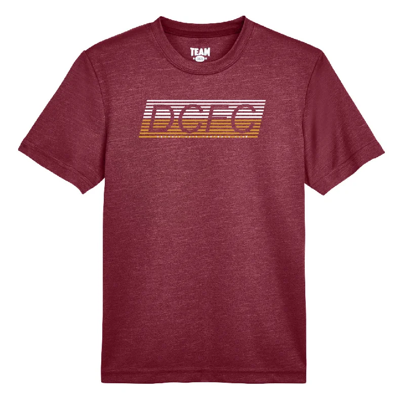 DCFC Youth Lines Performance Tee- Heather Maroon Elegant Classic Vintage