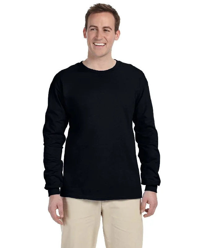 Fruit of the Loom Lightweight Long Sleeve T-Shirt | Black Terry Blend Velvet Blend Canvas Blend