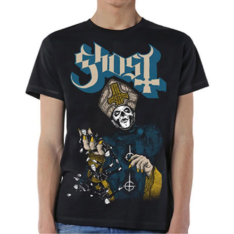 Ghost | Official Band T-Shirt | Papa of the World Collared T-Shirt Boat Neck A-Line