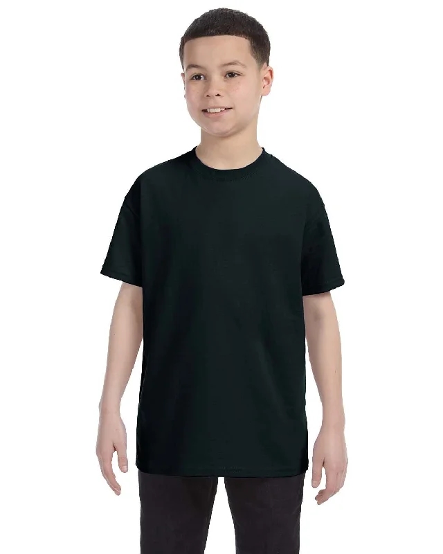 Gildan Youth Lightweight 100% Cotton T-Shirt | Black Rayon Velvet Corduroy