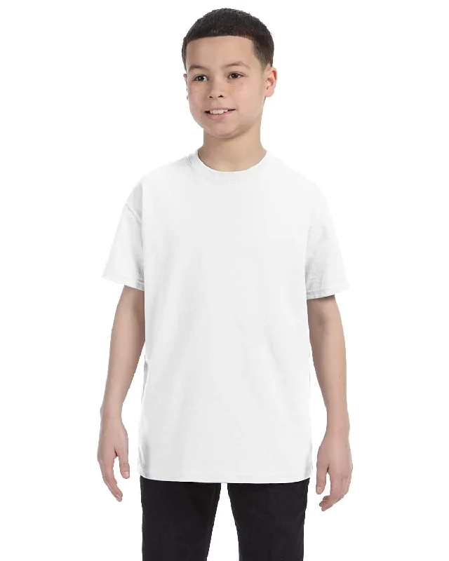 Gildan Youth Lightweight 100% Cotton T-Shirt | White V-Neck T-Shirt Long Sleeve Cotton