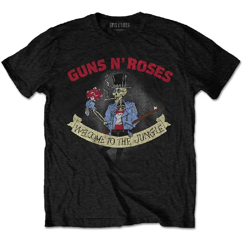 Guns N' Roses | Official Band T-Shirt | Skeleton Vintage V-Neck T-Shirt Long Sleeve Cotton