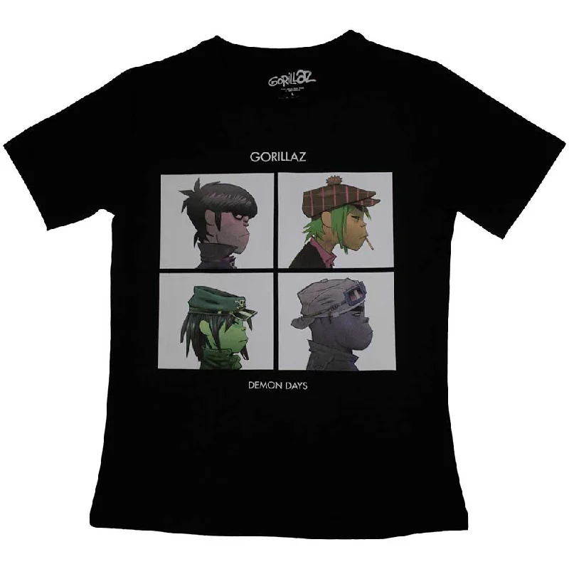 Gorillaz | Official Band Ladies T-Shirt | Demon Days Solid Color Striped Floral