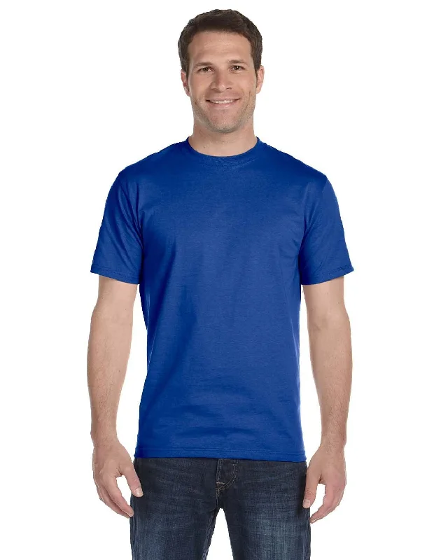 Hanes ComfortSoft 100% Cotton T-Shirt | Deep Royal Print Jacquard Patchwork