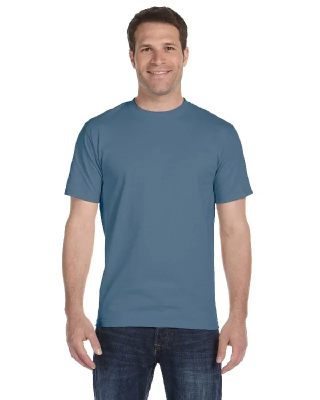 Hanes ComfortSoft 100% Cotton T-Shirt | Denim Blue Zippered Front Buttoned Front Snap Front