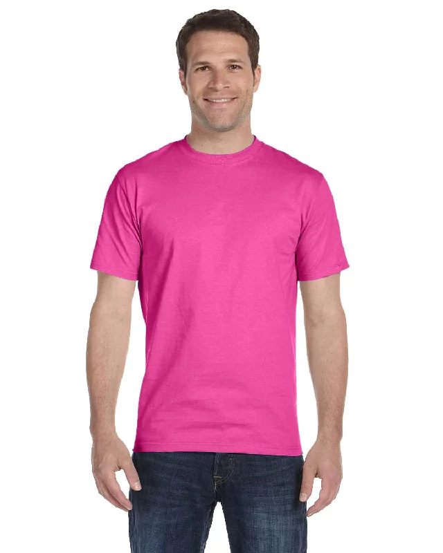 Hanes ComfortSoft 100% Cotton T-Shirt | Wow Pink Print Jacquard Patchwork