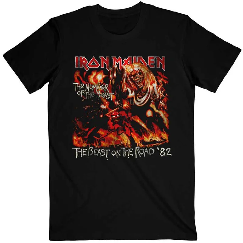 Iron Maiden | Official Band T-Shirt | Number of the Beast The Beast On The Road Vintage Welt Pockets Slit Pockets Flap Pockets