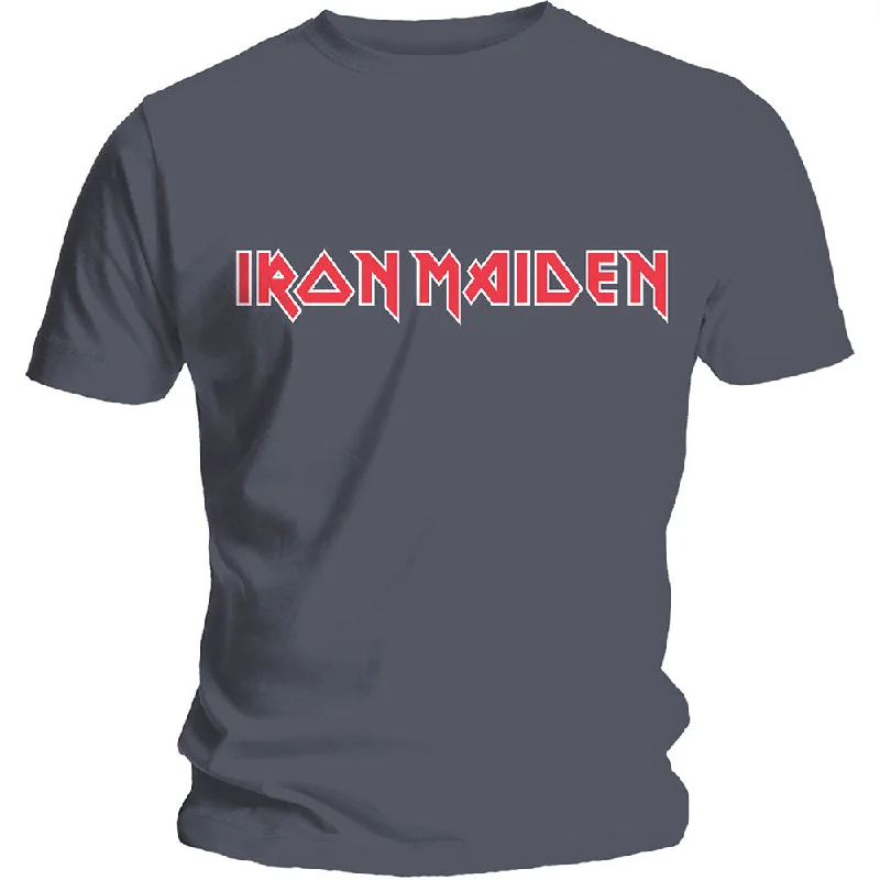 Iron Maiden | Official Band T-Shirt | Classic Logo Cashmere Blend Cotton Blend Poly Blend