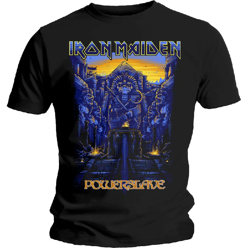 Iron Maiden | Official Band T-Shirt | Dark Ink Powerslaves Fleece Fabric Down Fabric Feather Fabric