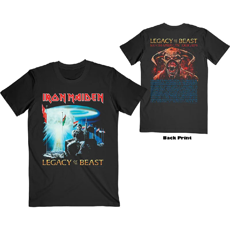 Iron Maiden | Official Band T-Shirt | Two Minutes to Midnight (Back Print) Striped Floral Plaid