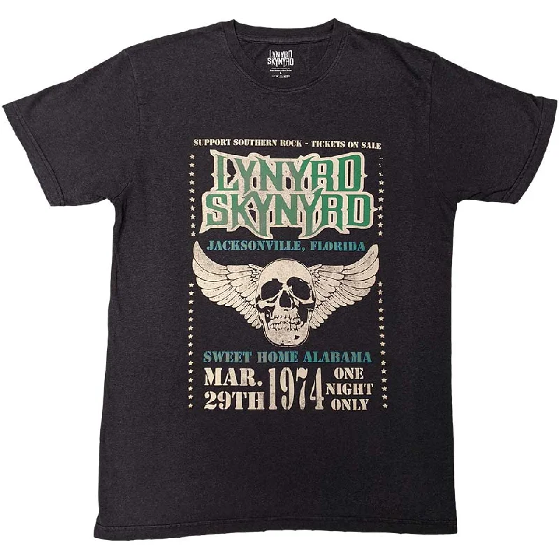 Lynyrd Skynyrd | Official Band T-shirt | Winged Skull Print Jacquard Patchwork