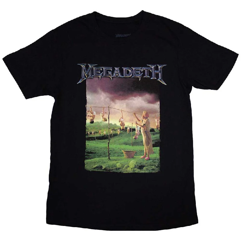 Megadeth | Official Band T-Shirt | Youthanasia Tracklist (Back Print) Solid Color Striped Floral