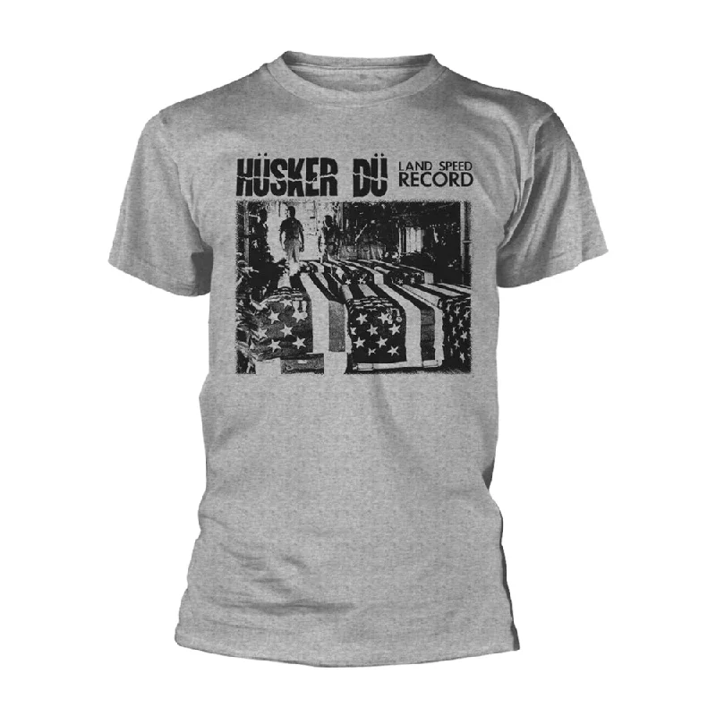 Husker Du Unisex T-shirt: Land Speed Record (Grey) Rayon Velvet Corduroy