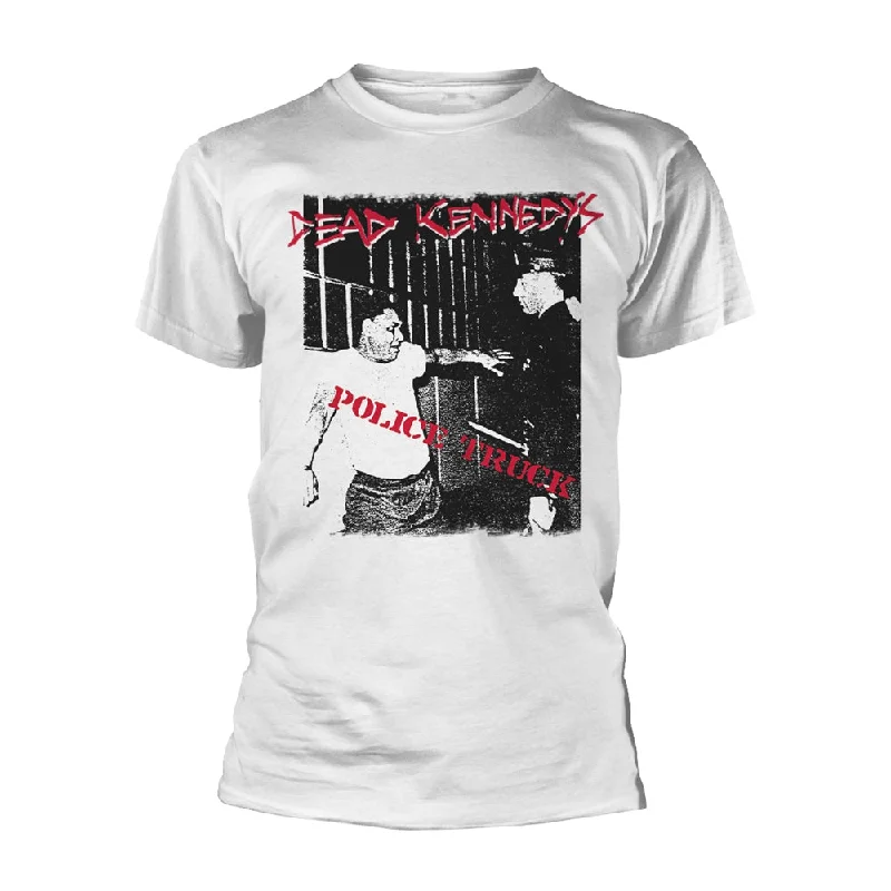 Dead Kennedys Unisex T-shirt: Police Truck (White) Sequined Glittery Shiny