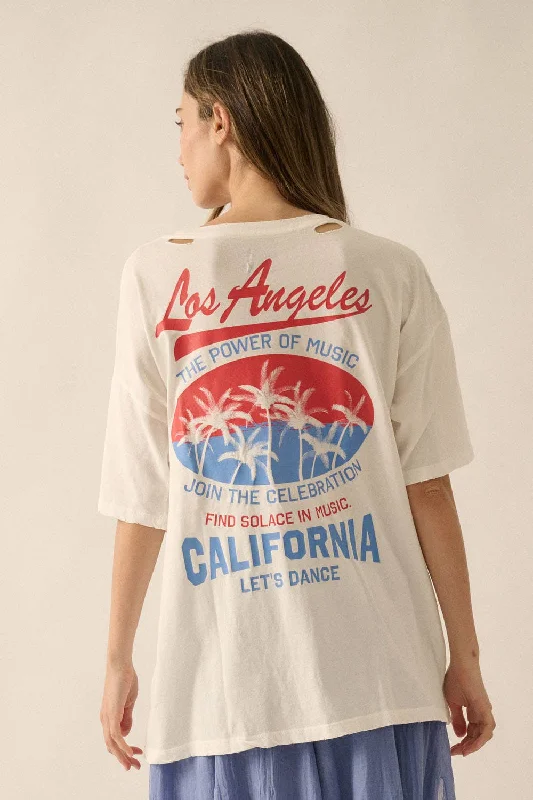 Power of Music Los Angeles Distress Graphic T-shirt Modern Contemporary Chic