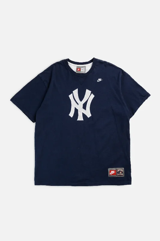 Vintage NY Yankees MLB Tee - XL Houndstooth Herringbone Solid