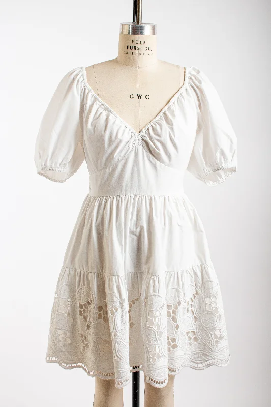 White Eyelet, Puff Sleeve Mini Dress Elegant Sequin Mini Dress