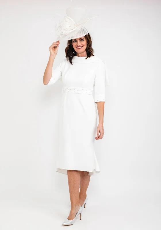 Gabriela Sanchez Fishtail Hem Midi Dress, White Comfortable Denim Midi Dress