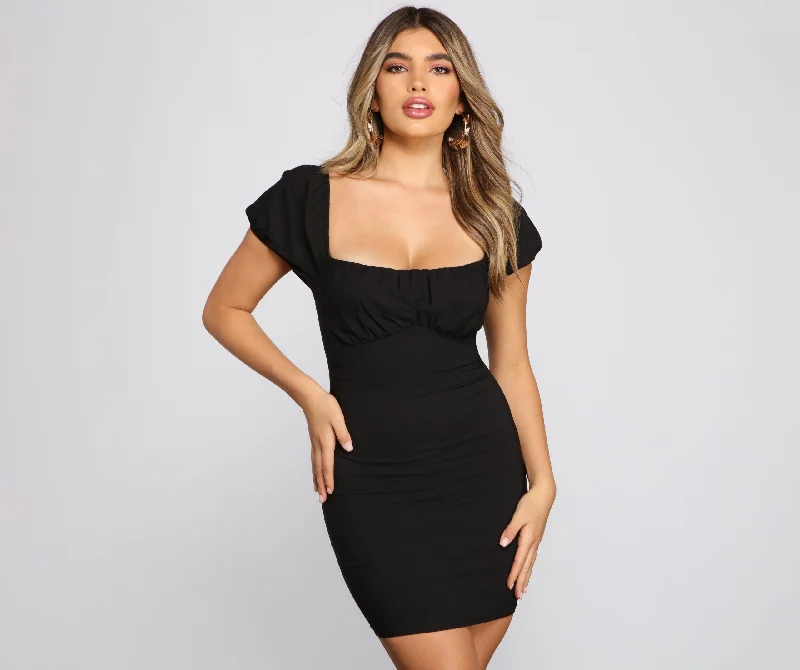 Iconic Glam Puff Sleeve Mini Dress Elegant Mini Dress with Ruffles