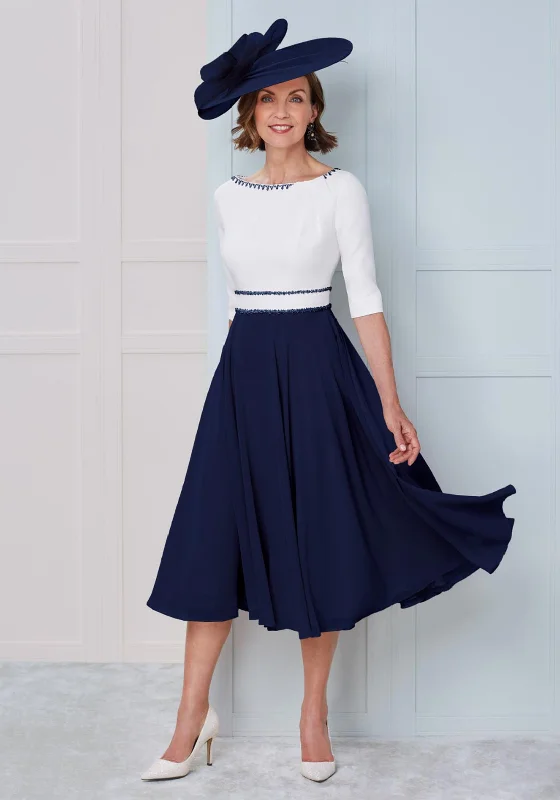 John Charles Chiffon Skirt Midi Dress, Navy & Ivory Comfortable Deep V Midi Dress