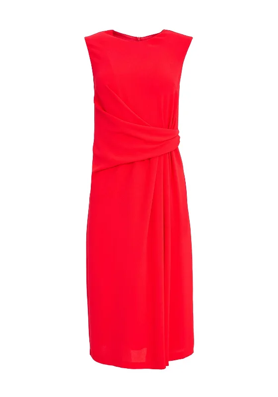 Kate Cooper Pleated Waist Midi Dress, Poppy Fashionable One-Shoulder Midi Dress