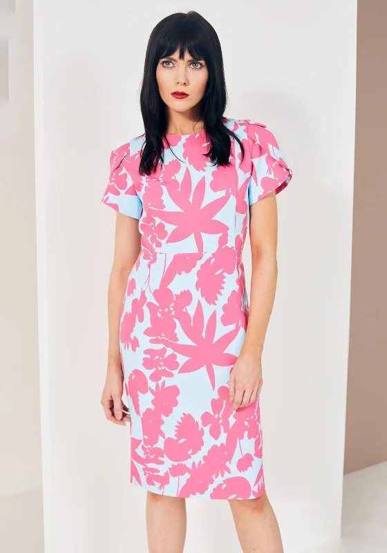 Kate Cooper Floral Midi Dress, Pink & Blue Chic Floral Print Midi Dress