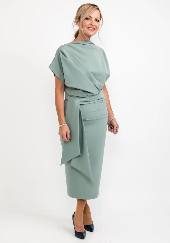 Kevan Jon Poppy Tie Midi Dress, Sage Chic Lace Detail Midi Dress