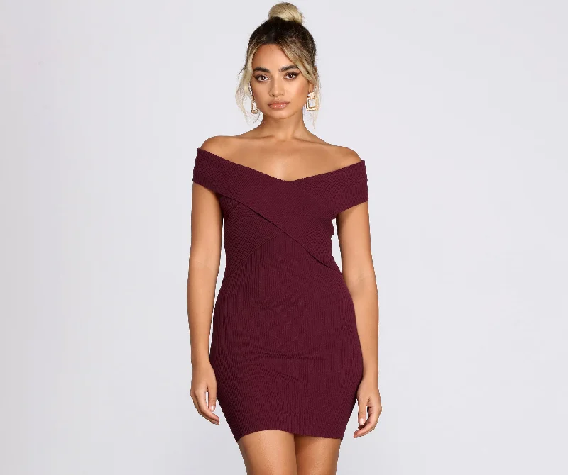 Knits Not You Crossover Mini Dress Classic Shift Mini Dress