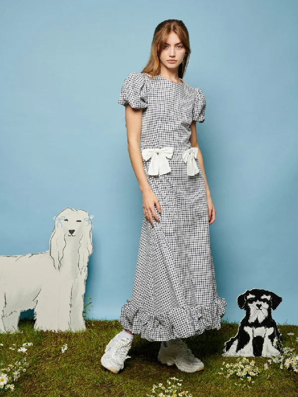 Lady Gingham Midi Dress Fashionable Plaid Midi Dress