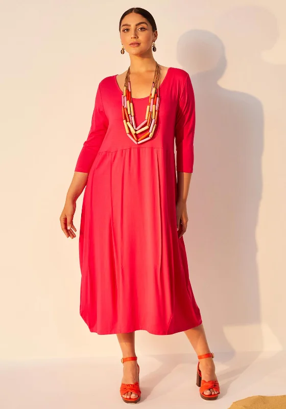 Ora A Line Midi Dress, Fuchsia Trendy Bodycon Midi Dress