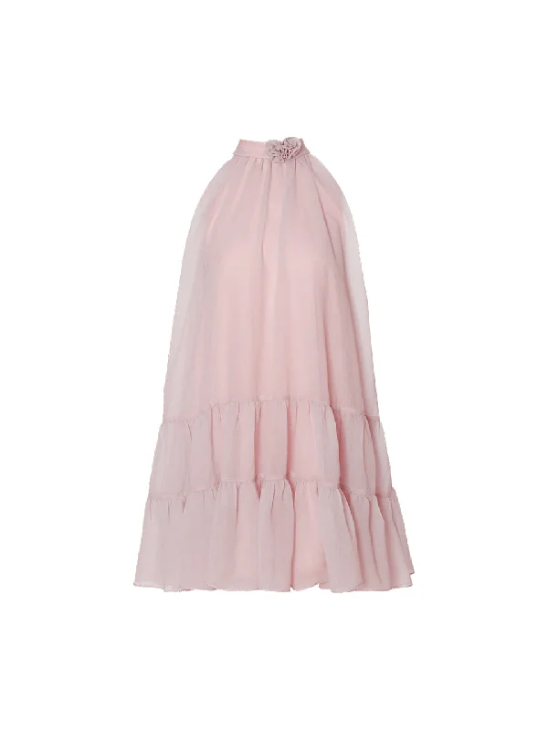 Rose Quartz Mini Dress Chic Pleated Mini Dress