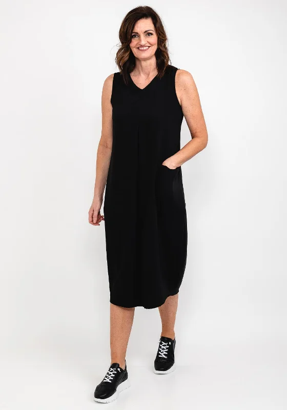 Every Sassy Sleeveless Midi Dress, Black Trendy A-Line Midi Dress