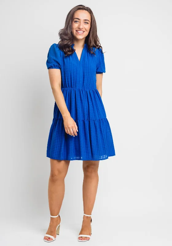 Seventy1 Grid Print Mini Dress, Royal Blue Cozy Ribbed Mini Dress