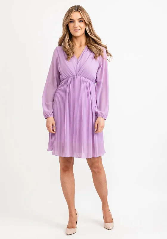 Seventy1 One Size Pleated Mini Dress, Lilac Elegant Vintage Mini Dress