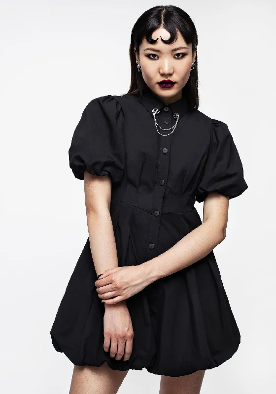 Skeleton Collar Bubble Hem Mini Dress Elegant Tulle Mini Dress